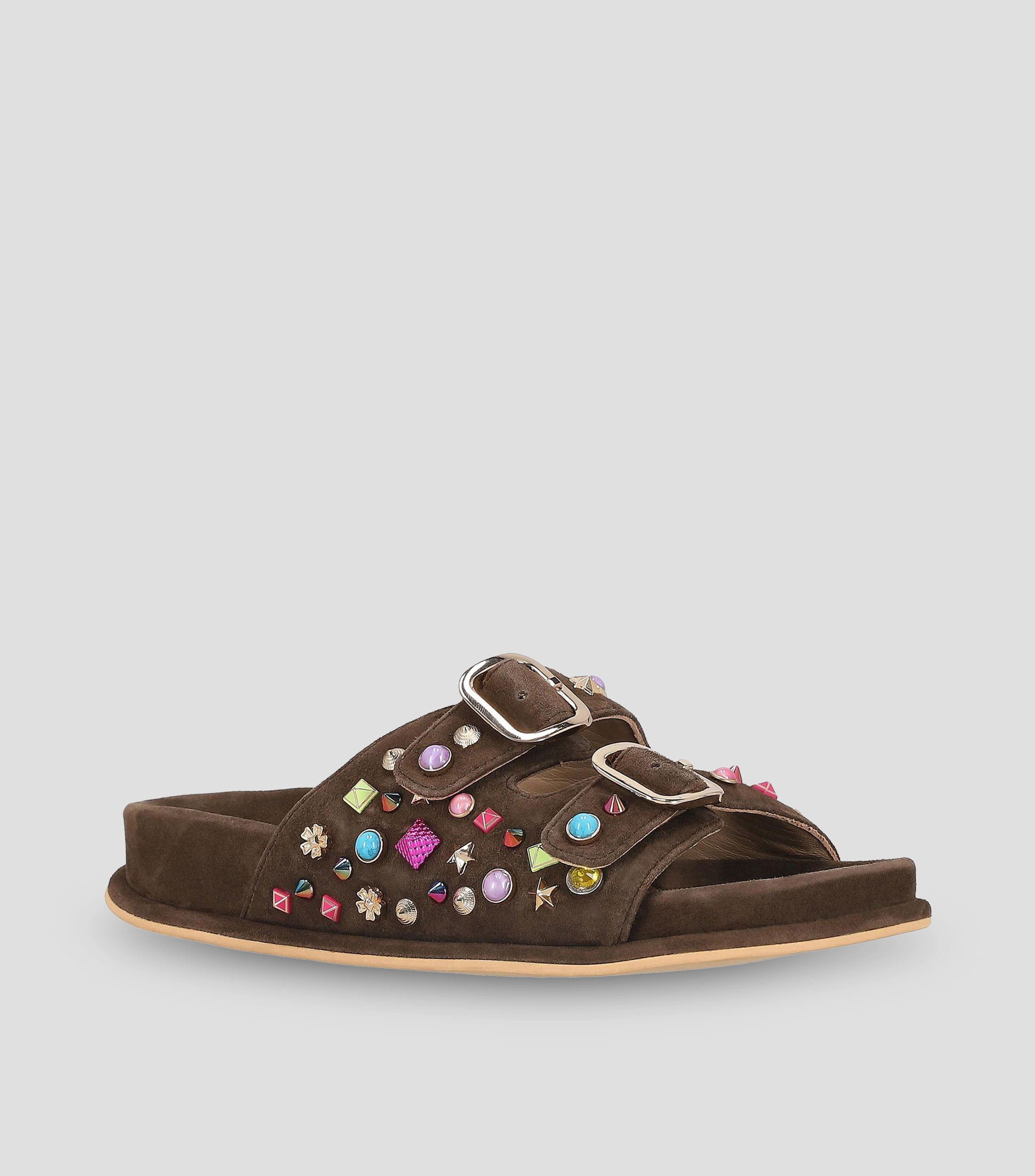Sandalias planas en piel Mujer